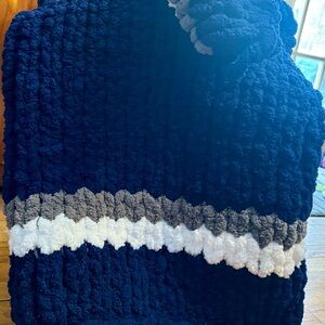 Navy and Gray Textured Throw Blanket